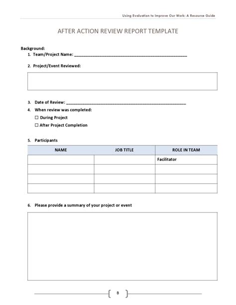 After Action Report Template