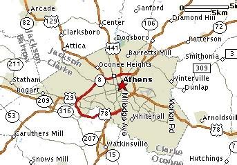 Athens Clarke County GA Map