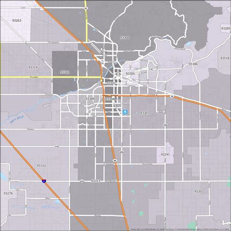 Bakersfield CA Zip Codes Map