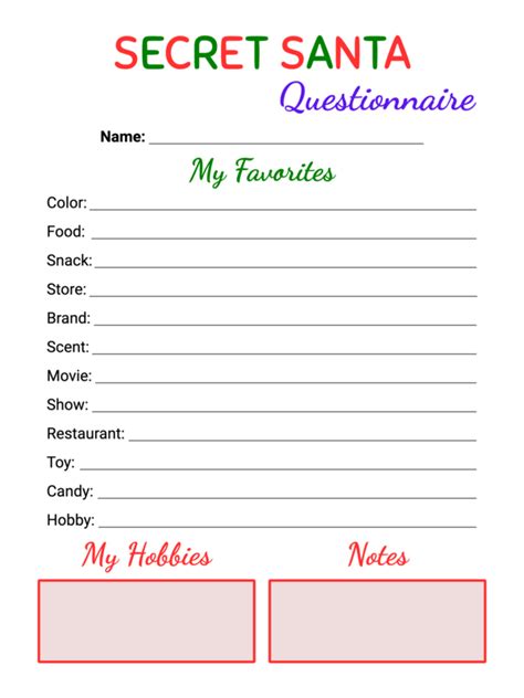 Basic Secret Santa Template