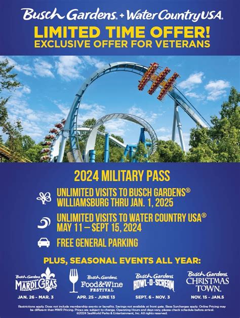 Busch Gardens Military Pass Unlimited Admission