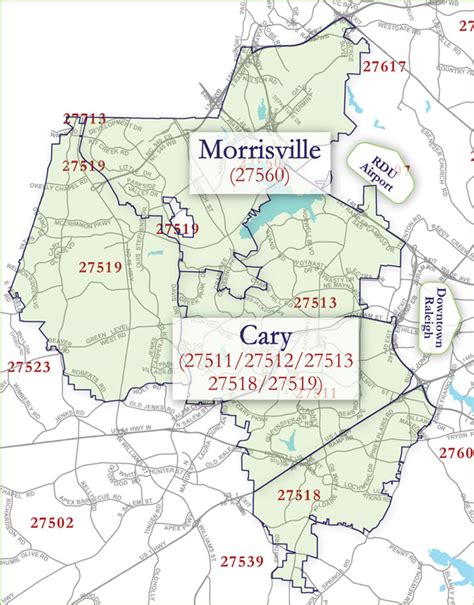 Cary Zip Code Boundaries