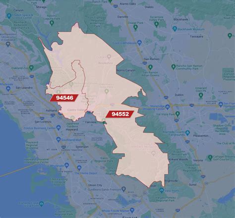 Castro Valley Zip Code Map