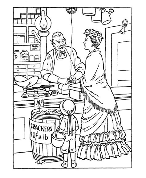 Colonial Life Coloring Pages