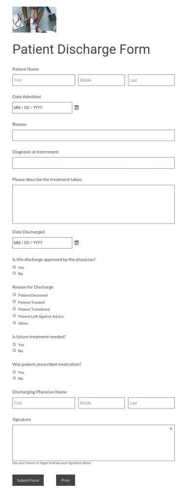 Free Hospital Discharge Paper Template Download
