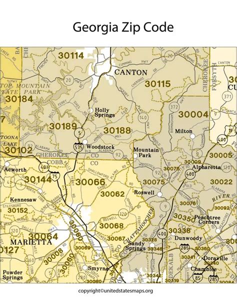 Georgia Zip Code Map Features