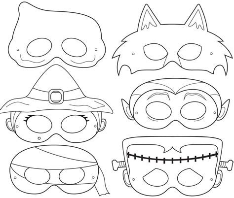 Halloween Masks Coloring Page
