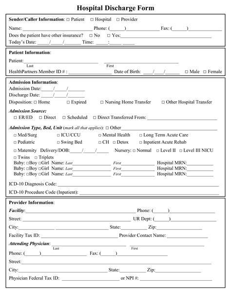 Hospital Discharge Paper Template