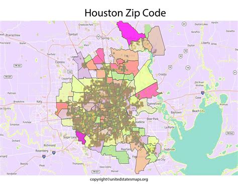 Houston Texas USA Zip Code Map