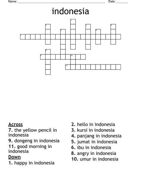 Indonesian Island Crossword