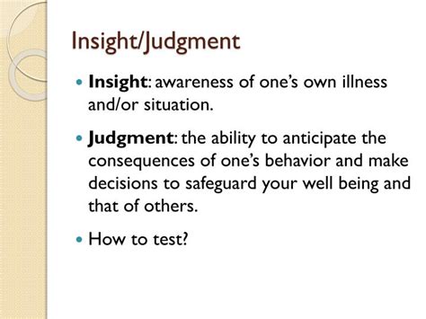 Insight and Judgment