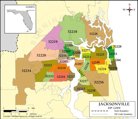 Jacksonville FL Zip Codes by Area