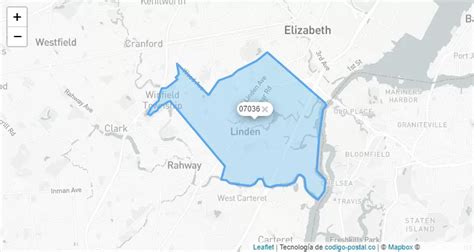 Linden NJ Zip Code Map