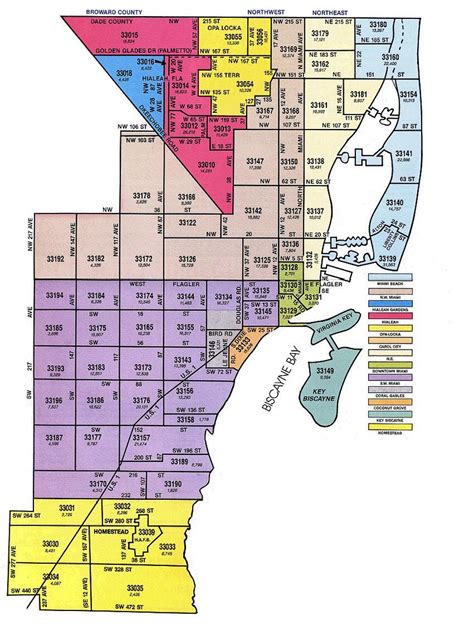Miami FL Zip Code Boundary Map