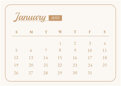Minimalist January 2025 Calendar
