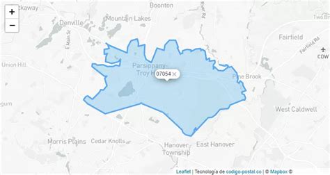Parsippany NJ Zip Code Map