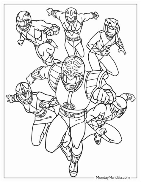 Power Rangers team coloring page