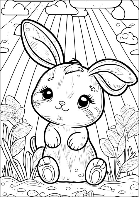 Rabbit Fantasy Coloring Sheet