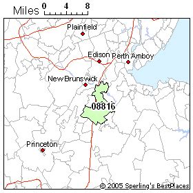 Map of Zip Code 08816