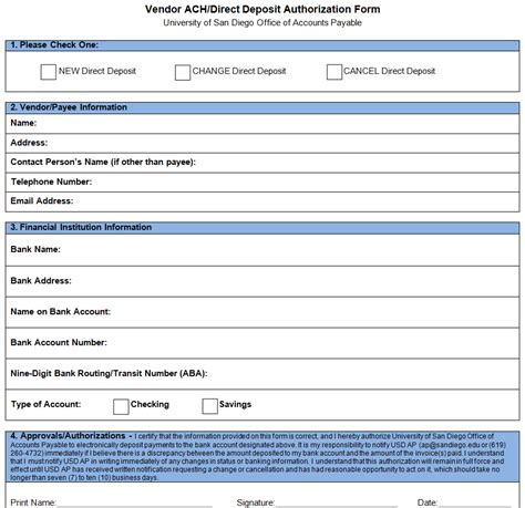 ACH Notification Form Template