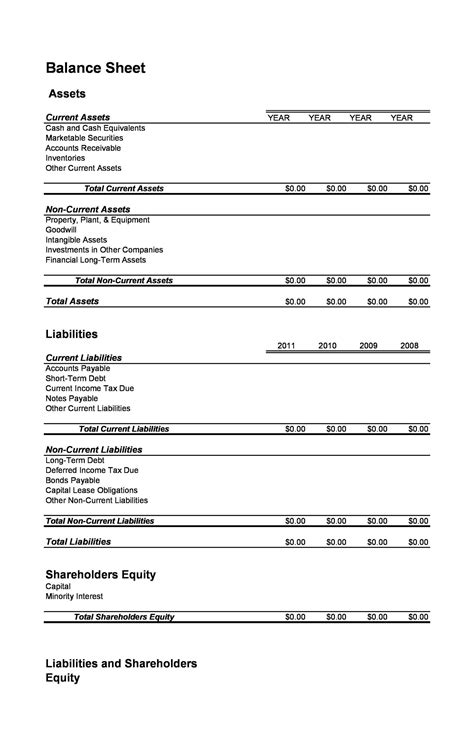 Balance Sheet Template