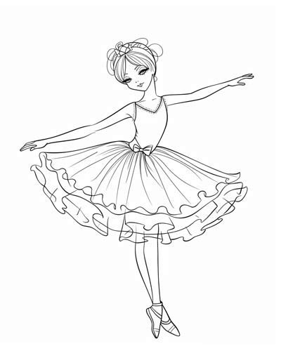 Ballerina coloring page for kids to print