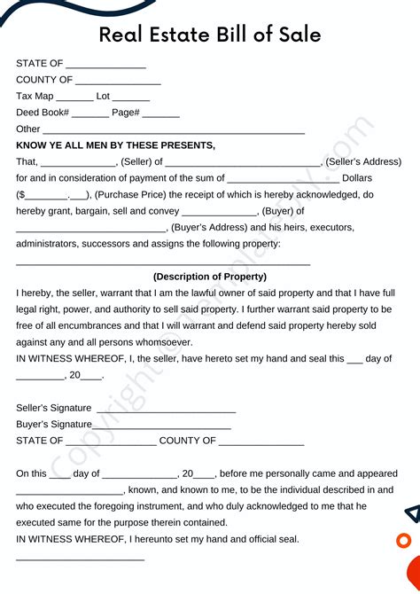 Basic Real Estate Bill of Sale Template