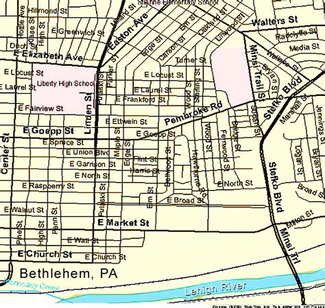 Bethlehem PA Zip Code Map
