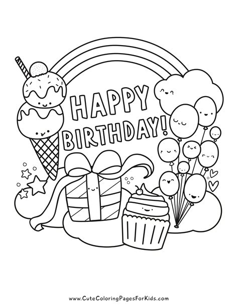 birthday coloring sheets animal friends