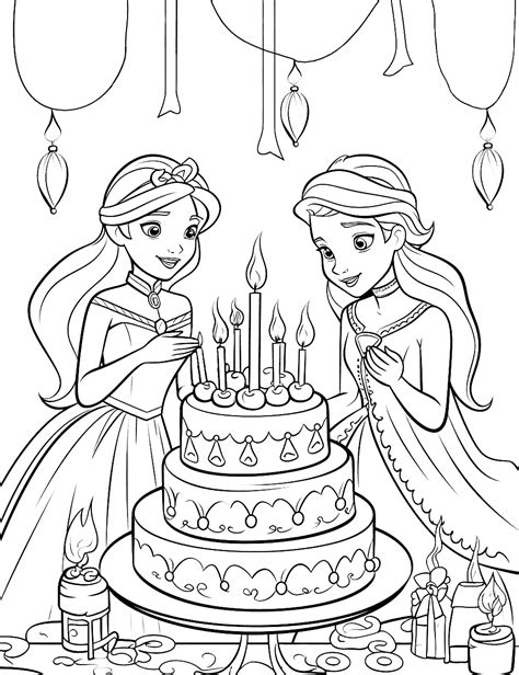 birthday coloring sheets princess and prince