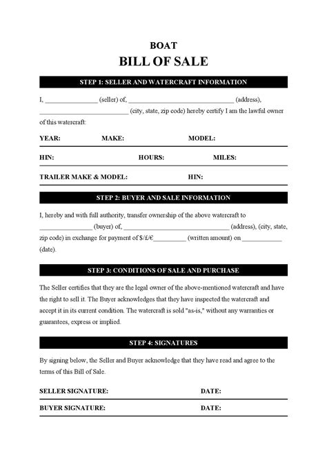 Boat Bill of Sale Templates