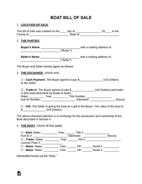 Boat Bill of Sale with Trade-In