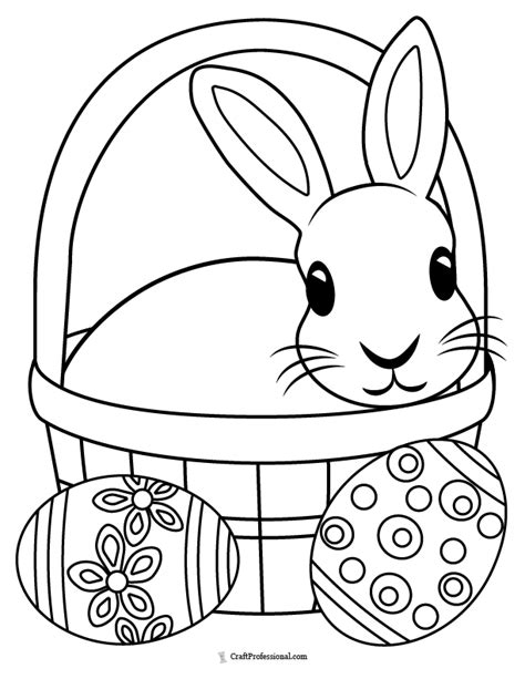 Bunny in basket coloring sheets
