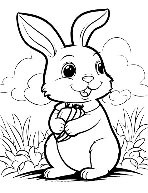 Bunny in garden coloring sheets