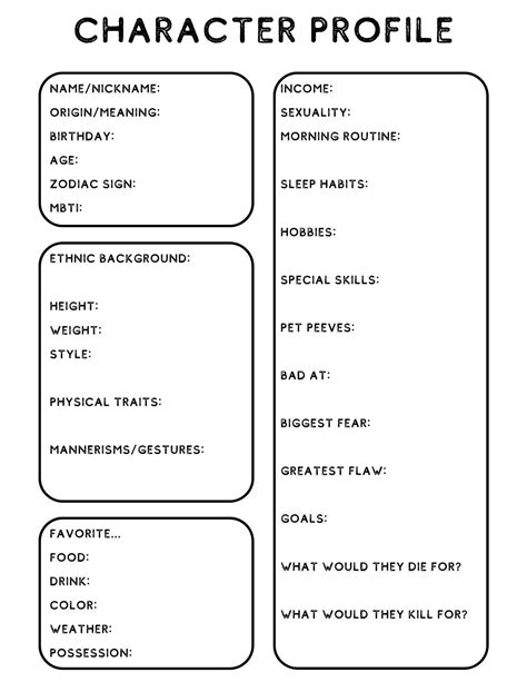 Character Sheet Template