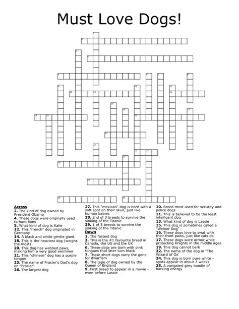 Chili Dog Crossword