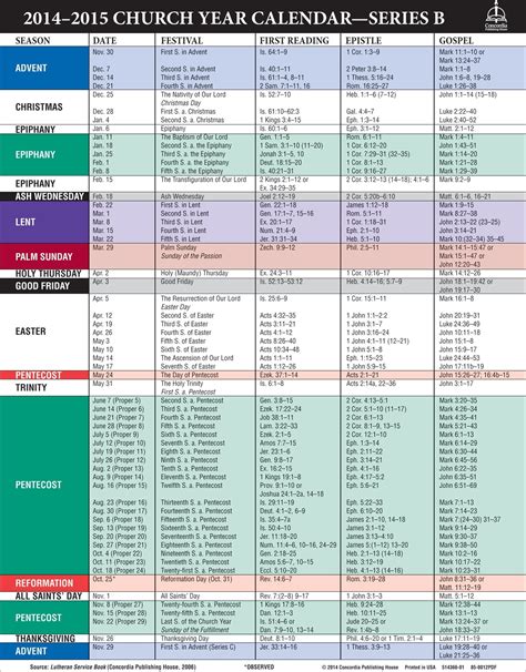 Church Calendar