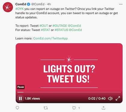 ComEd Social Media Outage Update