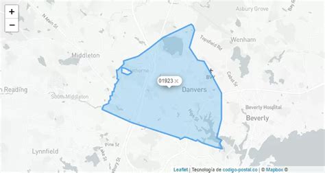 Danvers MA zip code 01923 map
