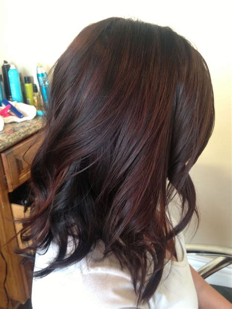 Dark brown with red highlights hair color