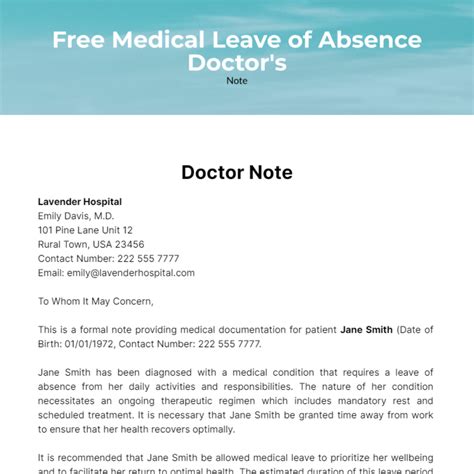 Doctor's Note for Family Leave
