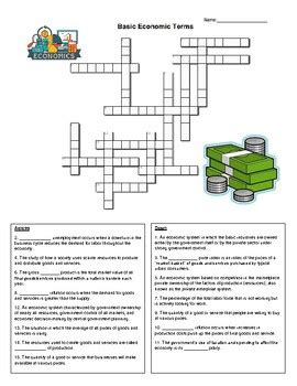 Economics Terms Crossword Answers