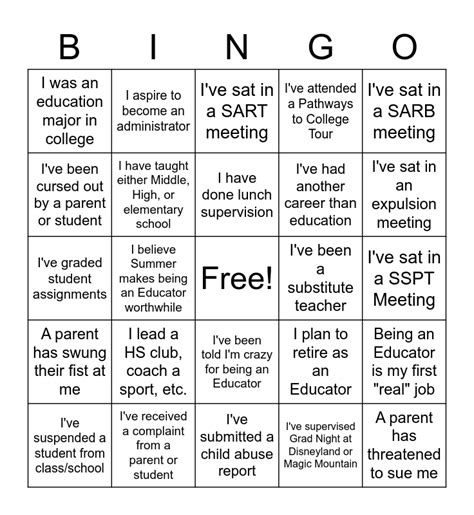 Education Bingo Card