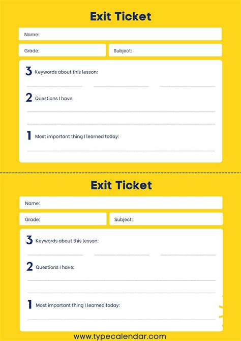Exit Ticket Templates