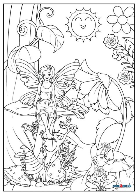 Fairy garden coloring page