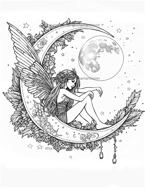 Fairy moon coloring page