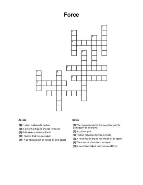 force crossword clue answers