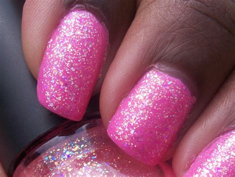 Glitter pink nail polish
