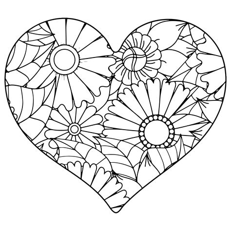 Heart coloring sheets for adults
