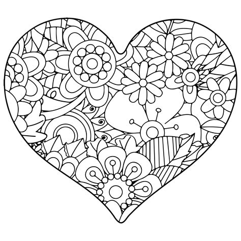 Heart coloring sheets for kids